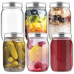 HEFTMAN Glass Mason Jars with Lids - Set of 6 500ml Air Tight Jars for Overnight Oats, Homemade Jam - Sturdy Glass Jars with Lids, Pickling Jars, Preserving Jars for Baby Food Storage (500ml)