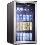 Antarctic Star Beverage Refrigerator -125 Can Mini Fridge for Soda Beer or Wine, Small Drink Dispenser, for Office or Bar with Adjustable Removable Shelves, Black, 3.3 Cu.Ft
