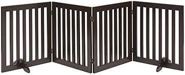 beeNbkks Freestanding Pet Gate for Dogs with 2PCS Support Feet, Foldable Wooden Dog Gates for Doorways Stairs, Indoor Pet Puppy Safety Fence, Espresso