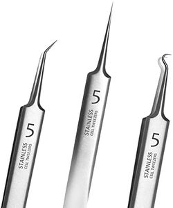 Professional Facial Blackhead Remover Tweezers,3Pcs Precision Pimple Popper Tool Kit for Whitehead Ance Blemishs Comedones Stainless Steel Makeup Tool - Matte