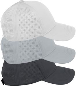 Daxton Air Cool Tech Hat Ventilated Micro Holes Structured High Profile Baseball Cap 3 Pack - Charcoal,Light Grey,White