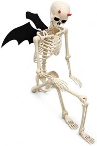 HENGZUORA 5.4 ft Halloween Skeleton Decorations, bat Demon Decor Life Size with Adjustable Joints for Outdoor Indoor Yard Lawn Haunted House Party Decor