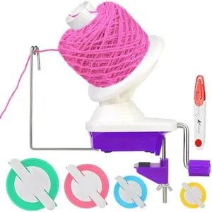 Yarn Ball Winder, Weaving Ball WinderNeedle Craft Yarn Ball Winder,The Helper for Knitting Enthusiast,Sturdy with Metal Handle and Tabletop Clamp, with 4 Size Pom Pom Makers+1PS Scissors