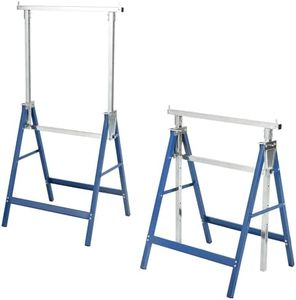 DWVO Workhorse 2 Pack Folding Saw Horse with 2x4 Brackets, 6 Speed Adjustable Legs, Heavy Duty Saw Horses for Woodworking, Contractors, Carpenters