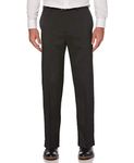 Savane Men's Flat Front Stretch Crosshatch Dress Pant, Black, 42W x 32L