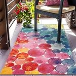 Taleta Sunshine Outdoor Rug Waterproof Outdoor Area Rug Picnic Blanket Rug Easy Clean Colorful Garden Rug Camping Mat Multicoloured Rug for Patio Balcony Backyard Beach BBQ Deck (Multi, 80x150cm)