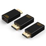 CableCreation Displayport to HDMI Adapter [3-Pack], 1080P HDMI Female to Displayport Male Adapter Gold Plated Displayport to HDMI Converter Uni-Directional 1.3V Black