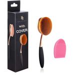 Large Rose Gold Foundation contour Round Toothbrush Dust Free Oval Makeup Brushes ink blending with dustproof cover brush egg cleaner