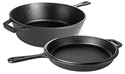 Pre Seasoned Dutch Oven Pot - Cast Iron Frying Pan Griddle - 2in1 Combo Cooker Skillet Lid – 3.2 Quart Dutch Oven, 10.25 inch Skillet - by Nuovva