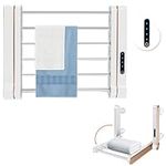 WingFly Electric Towel Warmer, 350 x 270mm Aluminum Heated Towel Rail, Wall Mounted Towel Drying Rack Radiator with Thermostat 2-8 Hour Timer Function for Bathroom White