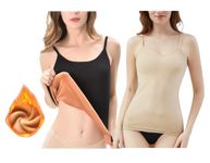 KeepCart Apricot Sexy Stretchy Slim-Fit Underwear Tops Women's Thermal Thicken Plus Velvet Pack of 2 Camisole (Free Size) (Bust Size : 66 to 130 CM)