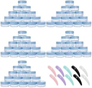 100 Pieces Sample Containers with Lids 10g Plastic Jars and 10 Pcs Makeup Spoons Refillable Empty Cosmetic Containers - Blue