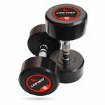 Leeway Rubber Coated Bouncer Dumbbells Weights, (15kg Pair)| Professional Round Dumbbells, Dumbbell Set, Dumbbell Set for home workout, Gym dumbbell set, Dumbbell set of 2, Home Gym Equipment for Men and Women (15kg Pair)