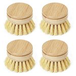 Jungle Culture Replacement Brush Heads for Eco Dish Brush • Wooden Washing Up Brush Heads Pack of 4 • Interchangeable Soft Bristle Refills • Natural Dish Scrubbers • Zero Waste Cleaning Products