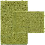 RUN HELIX Bath Rugs Non Slip Washable 2 Piece Non Slip Extra Absorbent Shaggy Chenille Bathroom Rugs and Mats Sets Sage Green