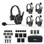 SYNCO Wireless Intercom Headset System, XTALK XPRO5 2.4GHz Full Duplex Wireless Headset with 24H 1640FT Team Communication Real-time Monitoring（5PCS）