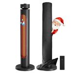 Outdoor Electric Patio Heater, 2000W Infrared Heater with 8 Heating Levels, Tower Space Heater with 75°Oscillation, Tip-over Protection, IP45 Waterproof, 8H Timer, Remote Control, 33 Inch, Black