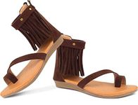 Abiya Women Comfortable Flats Fashion Sandals in Beautiful Brown Upper Color