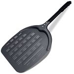 Newmeto Pizza Peel, 12 Inch Perforated Pizza Peel, Professional Aluminum Pizza Paddle, Restaurant Grade, Long Handle non-stick metal pizza peel, Lightweight accessories for outdoor pizza oven, black