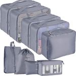 Packing Cubes for Travel, 9 Pcs Travel Cubes Set Foldable Suitcase Organizer Lightweight Luggage Storage Bag(Gray)