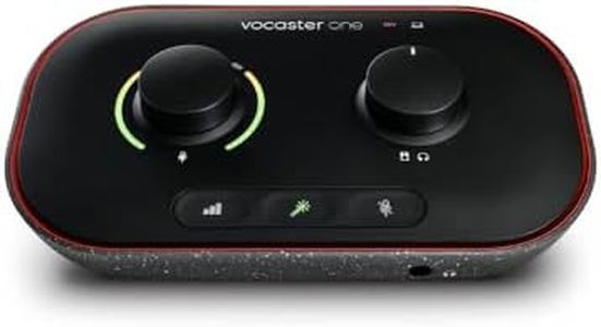 Focusrite Vocaster One — Podcasting Interface for Recording as a Solo Creator. Use Auto Gain, Enhance, and Mute for Easy Podcasting. Small, Lightweight, and Powered by Computer