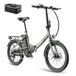 Fafrees Electric Bike, 603 WATTHOURS Folding Electric Bikes, 36V 16.75Ah Removable Battery Pedal Assist up to 90KM, 250W Ebike for Adults, City Commute 7 Speed Shifter, F20 LIGHT UPGRADE 2024 Green