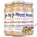 Yo Mama’s Foods Gourmet Keto Garlic Alfredo Pasta Sauce | (3) 16 Ounce Glass Bottles | Our Garlic Sauce is Low Carb, Paleo, Gluten Free, Low Calorie and is Made with only the Freshest Ingredients!