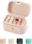 VOMNA Travel Jewelry Ring Case,Small Jewelry Ring Box,Ring Holder,Mini Travel Jewelry Case Portable Ring Storage Case, for Women Girls, for Travel,Business,Wedding,Bridesmaid Gift(Pink)