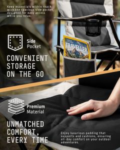 Voyager Folding Camping Chairs 2-Pack with Cooler Bag – Black, Padded