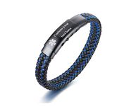 Free Engraving Stainless Steel and 2-Tone Braided Leather Medical ID Bracelet Medical Alert Wrist Band for Men Emergancy Identification Medic Jewellery for Men