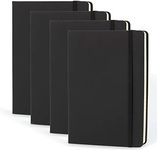 Simply Genius A5 Notebooks for Work, Travel, Business, School & More - College Ruled Notebook - Hardcover Journals for Women & Men - Lined Books with 192 pages, 5.7" x 8.4"(Black, 4 Pack)