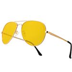 Upgraded Aviator Sunglasses for Men and Women Polarized Night Vision Sun glasses with UV 400 Protection (Gold/Night Vision)