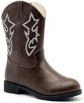 prechentty Cowboy Boys Boots Cowgirl Kids Western Boot for Girls Riding Shoes Little Kid Round Toe Wide Calf Boy Horse West Cow Horseback Low Heel Hunting Fashion Classic Brown(Size10)