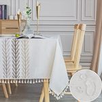 SUNBEAUTY Table Cloth Linen Rectangular 140x180 Washable Cotton Tablecloth Wipe Clean Table Clothes for Kitchen Dining Table Decorations - 55 x 70 inch