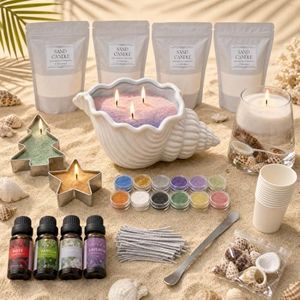 CXOZO Pearled Candle Sand Wax Making Kit, 37oz, Beach Themed DIY Gift Set