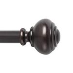 Snug Set Curtain Rod | Quick Easy Installation | No Tools Option | 1" Diameter | Durable Steel Construction | Supports Heavy Fabrics | Decorative Knob Finial | 36" - 72" | Bronze