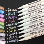 APOGO Metallic Marker Pens Scrapbook Pens for Black Paper Metallic Pens for Scrapbooking, Gold Pens Metallic Scrapbook Accessories for Card Making, DIY Photo Album, Glass, Metal, Wood, Art Supplies