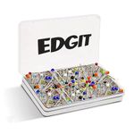 EDGIT 350-Pack Dressmaking & Quilting Sewing Pins - Durable Glass Head Pins for Fabric, Wig, and Craft Projects - Long, Sharp, and Easy-to-Handle Dressmaker Pins