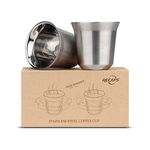 RECAPS 80ml Stainless Steel Espresso Cups Set - 2 Pack Double Wall 304 Stainless Steel Demitasse Cups 2.7oz