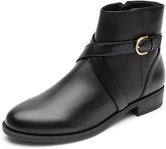 Rockport Women's Vicky Belt Bootie Ankle Boot, Black Leather, 8.5