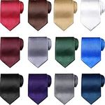 Syhood 12 Pieces Solid Satin Ties P