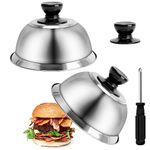 TOTSUN 2Pcs Burger Cloche Burger Covers Small Cheese Melting Dome with Screwdriver Stainless Steel Food Cover Dome Burger Cover to Melt Cheese for Patties Grilling Barbecue Melting Cheese Bell