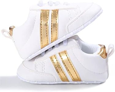 KIDSUN Infant Baby Boys Girls Sneaker Leather Soft Sole Anti-Slip Newborn Toddler White Casual Shoes First Walker Crib Shoes