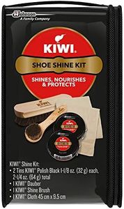 KIWI Shoe Shine Kit, Black - Gives Shoes Long-Lasting Shine and Protection (2 Tins, 1 Brush, 1 Dauber and 1 Cloth)