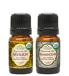 US Organic 100% Pure Myrrh, Frankincense Essential Oil Combo Pack - Directly sourced from The Horn of Africa - USDA Certified Organic - Use Topically or in Diffuser (5 ml Combo)