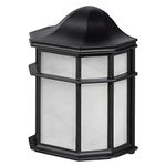 Globe Electric 44048 Melrose 1-Light Outdoor Indoor Wall Sconce, Glossy Black, Frosted PVC Diffuser