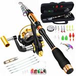 BNTTEAM Spinning Rod and Reel Combo Carbon Telescopic Fishing Rod 13BB Fishing Reel Bag Lures Line Hooks Set for Travel Surf Saltwater Freshwater