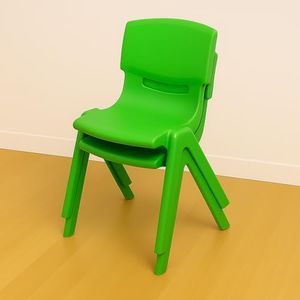 Children's Plastic Chairs (Set of 2), 2 Green Chairs, Indoor/Outdoor Use, Supports 100kg