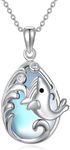 TwoAnts Ocean Jewelry 925 Sterling Silver Cute Turtle/Starfish/Dolphin/Shark/Whale Necklace with Moonstone Ocean Gifts for Women Girls Wife Her, Sterling Silver, Moonstone