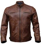NEW CHOICE LEATHERS Pure Genuine Leather Jacket For Men's (NEWCHOICE-922-BROWN-2XL)